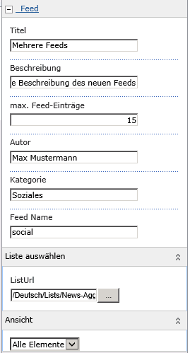Relevante Einstellungen für den neuen Feed