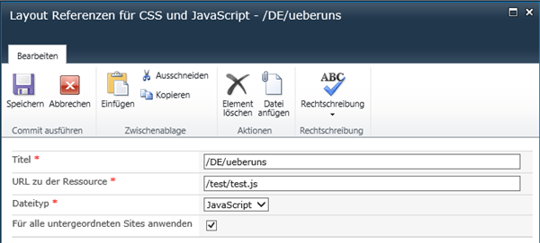 Erfassung und Bearbeitung einer zusätzlichen Ressource