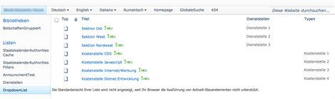 SharePoint Liste für 2 Dropdown Listen