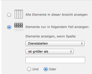Einstellungen für diese Ansicht