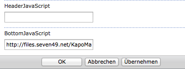 Einbinden des JavaScripts in den WebPart Einstellungen