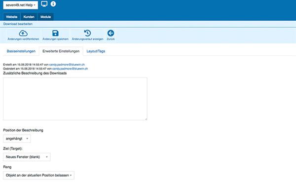 Download erweiterte Einstellungen